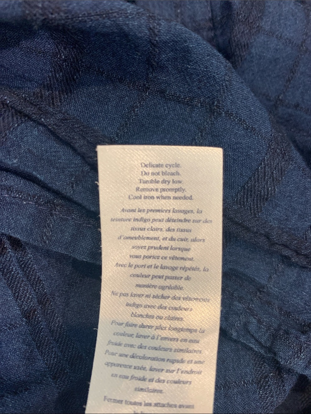 Faherty Olli Organic Cotton Indigo Dyed  Windowpane Henley Shirt Navy Blue Small - Picture 8 of 9